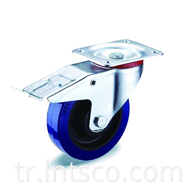  Industrial Blue Elastic Rubber Brake Casters